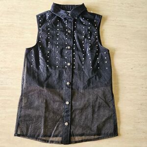 Weissman dance top child medium black button down jazz tap hip hop contemporary